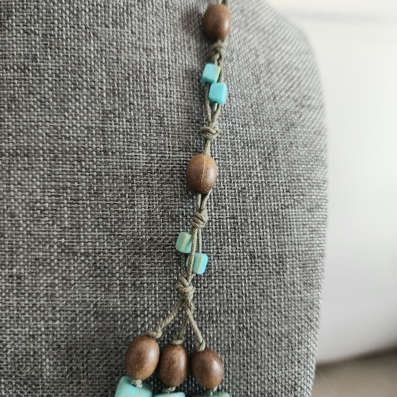 Robert Rose Chunky Statement Necklace Turquoise Brown Beads Boho Layered - Picture 4 of 8